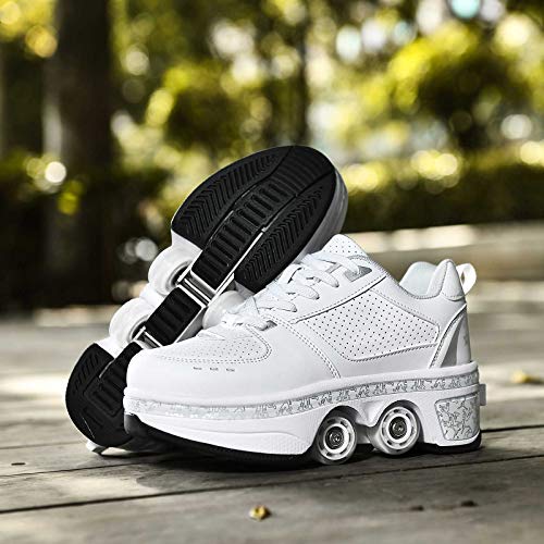 JZIYH Patines En Línea Zapatos con Ruedas para Niños Adultos Zapatos Multiusos Ajustables Calzado De Skateboarding Deportes De Exterior, Blanco,33 JZIYH Patines En Línea Zapatos con Ruedas para Niños Adultos Zapatos Multiusos Ajustables Calzado De Skateboarding Deportes De Exterior, Blanco,33