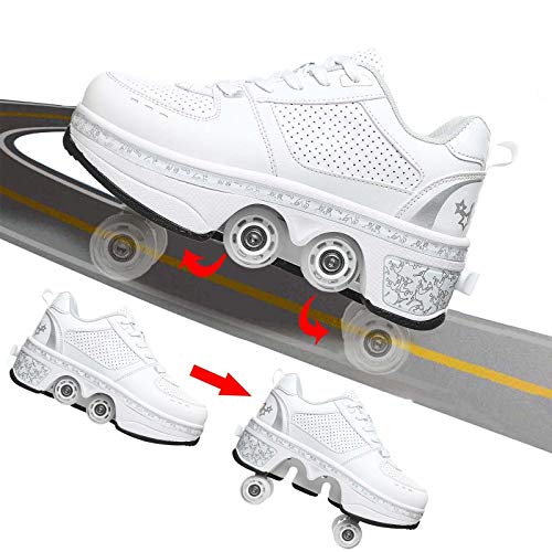 JZIYH Zapatos Deportivos Skate Patines De Ruedas Al Aire Libre Gimnasia Zapatillas De Deporte De Moda para Niños Niñas Adultos,Blanco,34 JZIYH Zapatos Deportivos Skate Patines De Ruedas Al Aire Libre Gimnasia Zapatillas De Deporte De Moda para Niños Niñas Adultos,Blanco,34