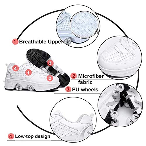JZIYH Zapatos Deportivos Skate Patines De Ruedas Al Aire Libre Gimnasia Zapatillas De Deporte De Moda para Niños Niñas Adultos,Blanco,34 JZIYH Zapatos Deportivos Skate Patines De Ruedas Al Aire Libre Gimnasia Zapatillas De Deporte De Moda para Niños Niñas Adultos,Blanco,34