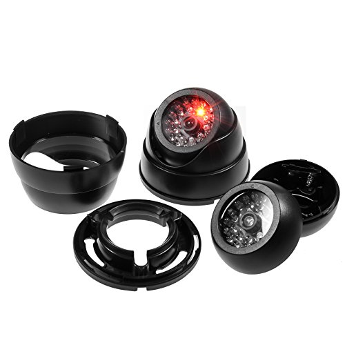 JZK® 2 X Cámaras de Simulada Maniquí Falsa de vigilancia CCTV Dome con LED Parpadeante imitación Real para la Seguridad casera