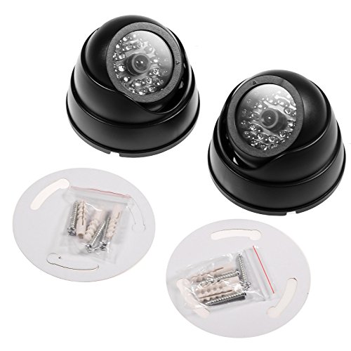 JZK® 2 X Cámaras de Simulada Maniquí Falsa de vigilancia CCTV Dome con LED Parpadeante imitación Real para la Seguridad casera