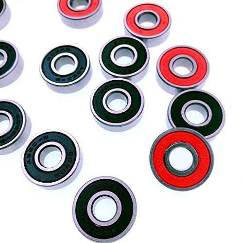 JZK 20 x Rodamientos de Skate 608 RS ABEC-9 cojinetes Patines de Rueda para Patines Patines Scooters, Rojo y Negro JZK 20 x Rodamientos de Skate 608 RS ABEC-9 cojinetes Patines de Rueda para Patines Patines Scooters, Rojo y Negro
