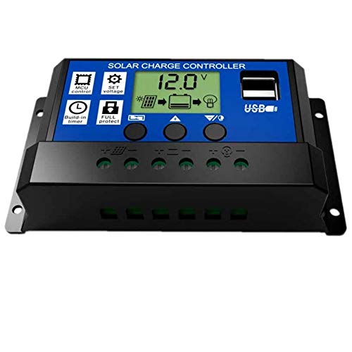 JZK 20A 12V / 24V Panel Solar Inteligente Controlador de Carga con Pantalla LCD y Puerto USB, protección contra sobretensión, regulador de Carga Solar para lámpara batería Panel Solar Iluminación LCD