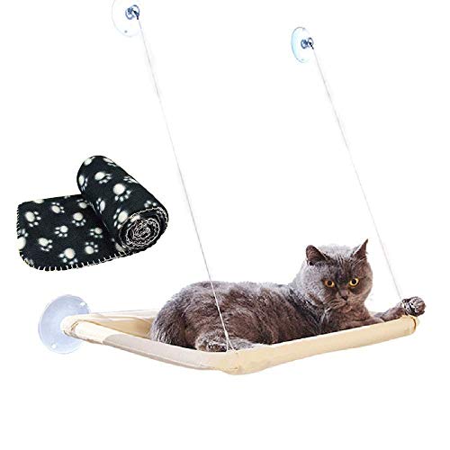 JZK Ventana montada Hamaca para Gato + Manta Gato, Cama Colgante Mascota ventosas y Manta Negra para Gato Perca JZK Ventana montada Hamaca para Gato + Manta Gato, Cama Colgante Mascota ventosas y Manta Negra para Gato Perca