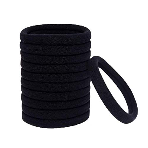 JZZJ 20 Piezas Goma de Pelo Banda de Pelo Elástica Negra Grande de Algodón Cinta Elástica de Pelo Coletero para Pelo Grueso Pesado y Rizado Negro para Peinado Mujeres y Chicas por JZZJ 20 Piezas Goma de Pelo Banda de Pelo Elástica Negra Grande de Algodón Cinta Elástica de Pelo Coletero para Pelo Grueso Pesado y Rizado Negro para Peinado Mujeres y Chicas por