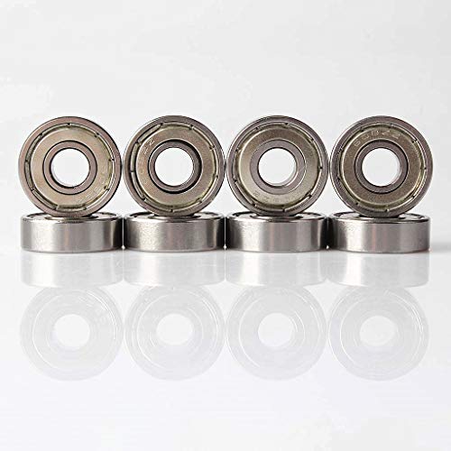 JZZJ 608 ZZ Rodamiento de Bolas de Plata con rodamiento de Placa Larga, Adecuado para ABEC, rodamiento Sellado sin fricción, 8 Piezas (8 mm x 22 mm x 7 mm) para Patines, patinetas y Scooters