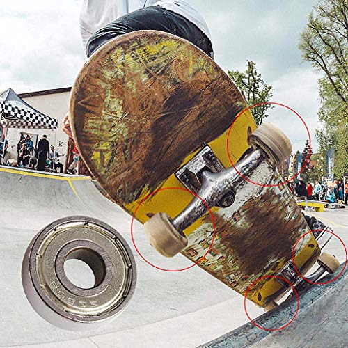 JZZJ 608 ZZ Rodamiento de Bolas de Plata con rodamiento de Placa Larga, Adecuado para ABEC, rodamiento Sellado sin fricción, 8 Piezas (8 mm x 22 mm x 7 mm) para Patines, patinetas y Scooters JZZJ 608 ZZ Rodamiento de Bolas de Plata con rodamiento de Placa Larga, Adecuado para ABEC, rodamiento Sellado sin fricción, 8 Piezas (8 mm x 22 mm x 7 mm) para Patines, patinetas y Scooters
