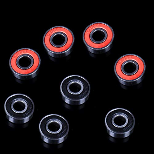 JZZJ 8 Piezas de Rodamientos Rodamientos de Skate Cojinetes de Patines de Rueda y Longboard 608 2RS, Doble Blindado, Rojo y Negro JZZJ 8 Piezas de Rodamientos Rodamientos de Skate Cojinetes de Patines de Rueda y Longboard 608 2RS, Doble Blindado, Rojo y Negro