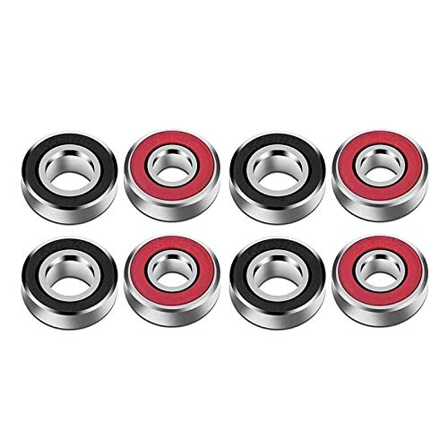 JZZJ 8 Piezas de Rodamientos Rodamientos de Skate Cojinetes de Patines de Rueda y Longboard 608 2RS, Doble Blindado, Rojo y Negro JZZJ 8 Piezas de Rodamientos Rodamientos de Skate Cojinetes de Patines de Rueda y Longboard 608 2RS, Doble Blindado, Rojo y Negro