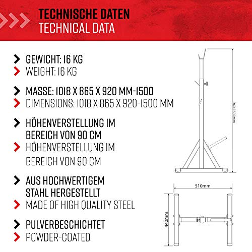 K-Sport - Soporte olímpico para sentadillas - Soporte para pesas ajustable, para entrenar en casa