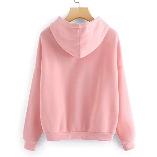 K-youth Sudadera con Capucha de Manga Larga con Estampado de Corazones para Mujer Deporte Sudaderas Mujer Tumblr Invierno Anchas (Rosa, L)