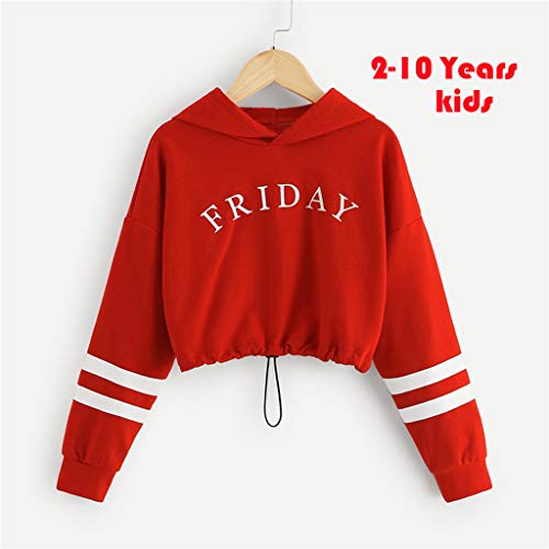 K-Youth Sudaderas Tumblr Adolescentes Chicas Sudadera Niño Cortas Ropa Bebe Niña Invierno Otoño Abrigo Bebe Niña Ropa para Niños Chandal Niñas de 2 a 11 años (Rojo, 8-9 años)