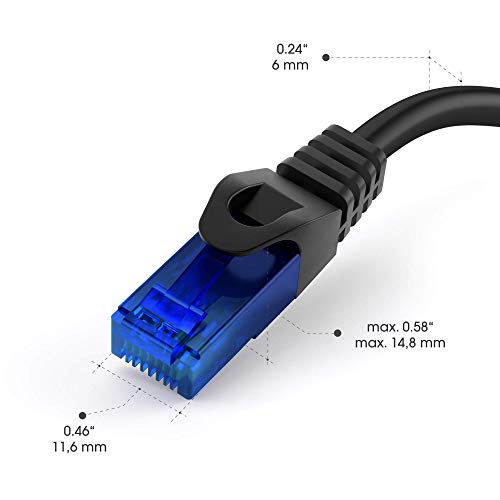 KabelDirekt - 15m - Cable de Red, Cable Ethernet y LAN - (transmite hasta 1 Gigabit por Segundo y es Adecuado para switches, routers, módems con Entrada RJ45, Negro-Azul)