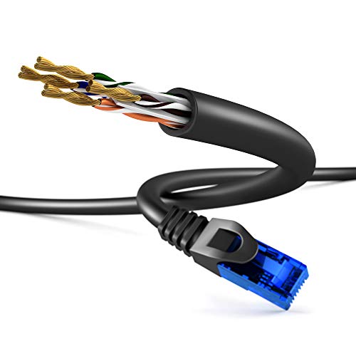 KabelDirekt - 30m - Cable de Red, Cable Ethernet y LAN - (transmite hasta 1 Gigabit por Segundo y es Adecuado para switches, routers, módems con Entrada RJ45, Negro-Azul)