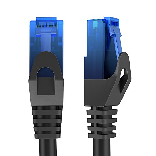 KabelDirekt - 30m - Cable de Red, Cable Ethernet y LAN - (transmite hasta 1 Gigabit por Segundo y es Adecuado para switches, routers, módems con Entrada RJ45, Negro-Azul)
