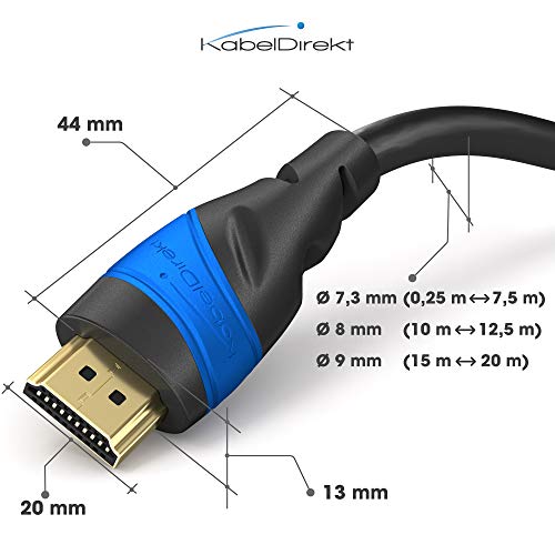 KabelDirekt 5m Cable HDMI 4K, Compatible con (HDMI 2.0a/b, 2.0, 1.4a, 4K Ultra HD, 3D, Full HD 1080p, HDR, ARC High Speed con Ethernet, PS4, Xbox, HDTV), Top Series