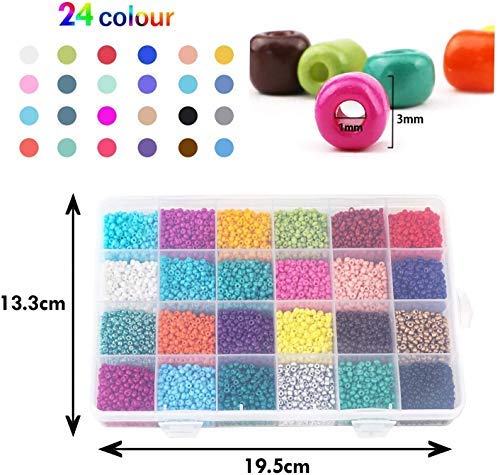 KAIMIRUI Cuentas de Colores 2mm Mini Cuentas cuentas de cristal para los niños y Abalorios Cristal para DIY Pulseras Collares Bisutería (24 Colores)