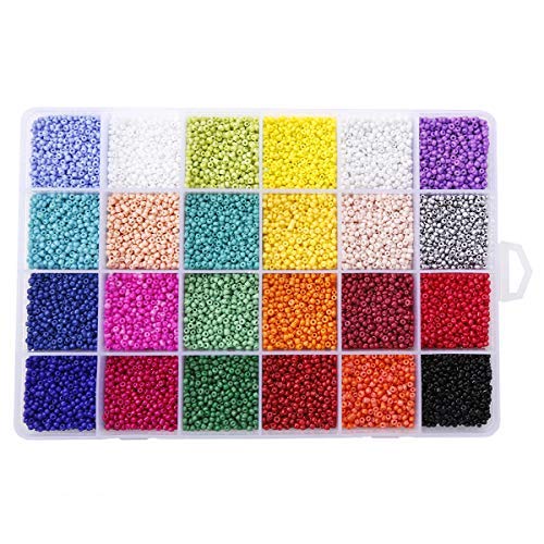 KAIMIRUI Cuentas de Colores 2mm Mini Cuentas cuentas de cristal para los niños y Abalorios Cristal para DIY Pulseras Collares Bisutería (24 Colores)