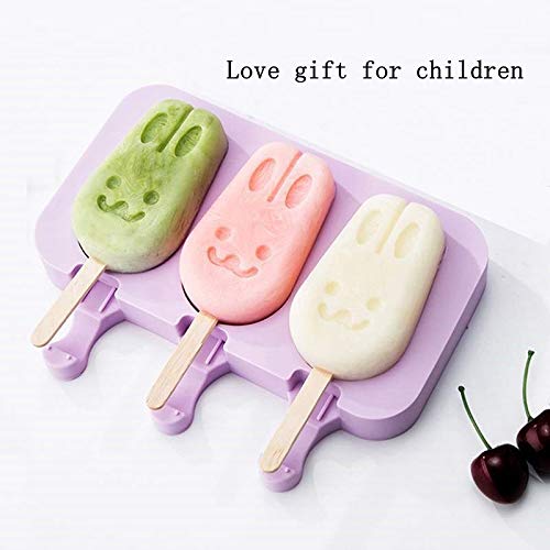 kaishuai-Moldes helados-Forma de Conejo,Buenos moldes de silicona hecho,perfecto para helados cremosos,Paletas de frutas Buenos.Moldes para Pasteles/20PcsPalitos de Madera kaishuai-Moldes helados-Forma de Conejo,Buenos moldes de silicona hecho,perfecto para helados cremosos,Paletas de frutas Buenos.Moldes para Pasteles/20PcsPalitos de Madera