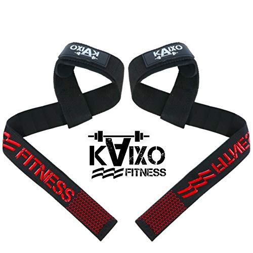 KAIXO FITNESS Correas Levantamiento Pesas Lifting Straps. con muñequeras Acolchadas de Gel. Gimnasio, Crosffit, Halterofilia, Powerlifting. Hombre y Mujer