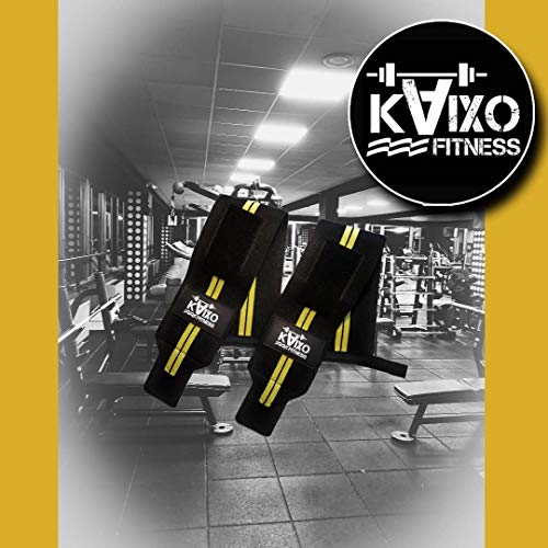 KAIXO FITNESS muñequeras Deportivas Gym Cross wods. Muñequeras para Entrenamientos Gym, Levantamiento de Pesas y Fitness. Hombre y Mujer (Amarillo)