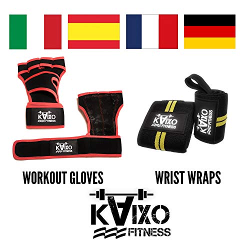 KAIXO FITNESS muñequeras Deportivas Gym Cross wods. Muñequeras para Entrenamientos Gym, Levantamiento de Pesas y Fitness. Hombre y Mujer (Amarillo)