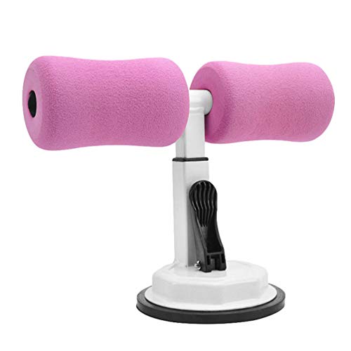 Kaiyei Maquina Abdominales, Barras Sentadillas Portátil Auto Succión Sit-Up Equipo, Equipamiento Gym Fitness Casa Ejercicio Soporte de Pie Aparato para Hacer Abdominales Blanco + Rosa