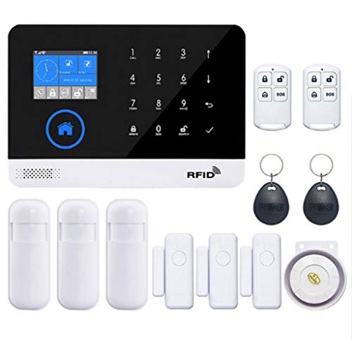 Kalttoy Home Security - Sistema de alarma inalámbrico WiFi GSM 3G y GPRS, kit de tarjeta RFID con control remoto de aplicación Kalttoy Home Security - Sistema de alarma inalámbrico WiFi GSM 3G y GPRS, kit de tarjeta RFID con control remoto de aplicación