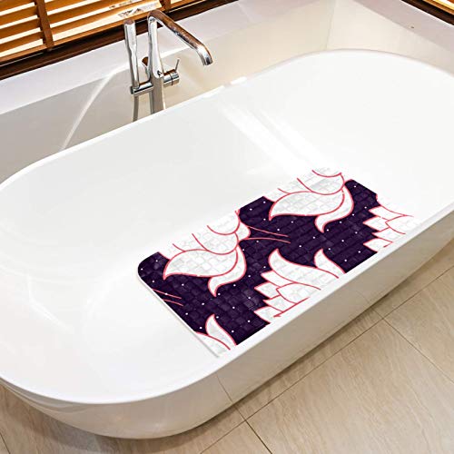 KAMEARI Alfombrilla de baño antideslizante con ventosas y orificios de drenaje, alfombrillas de baño lavables a máquina, diseño de flor de loto botánico