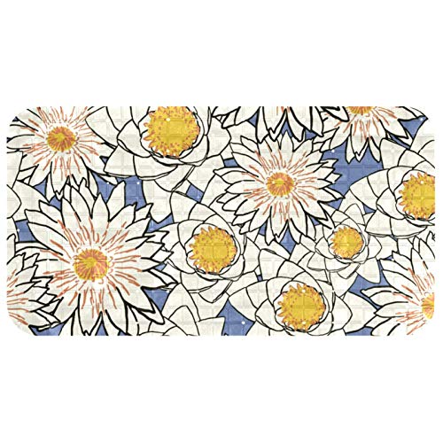 KAMEARI Alfombrilla de baƱo antideslizante con ventosas y orificios de drenaje, alfombrillas de baƱo lavables a mƔquina, diseƱo de flores de loto KAMEARI Alfombrilla de baƱo antideslizante con ventosas y orificios de drenaje, alfombrillas de baƱo lavables a mƔquina, diseƱo de flores de loto
