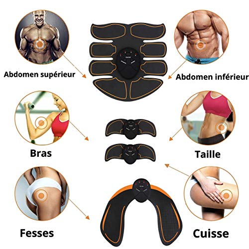 kames skoss prestige Electroestimulador Abdominales, Masculino Femenino, Keat Estimulador Muscular Brazo + Muslos + Piernas, Músculos de Masaje, (Noir)