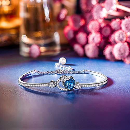 Kami Idea Pulsera para Mujer - Amor Verdadero - Regalo de Mejores Amigos, Pulsera con Cristales de Corazón Azul, Chapado en Oro Blanco, Cristales de Swarovski, Joyería para Pujer, Paquete de Regalo Kami Idea Pulsera para Mujer - Amor Verdadero - Regalo de Mejores Amigos, Pulsera con Cristales de Corazón Azul, Chapado en Oro Blanco, Cristales de Swarovski, Joyería para Pujer, Paquete de Regalo