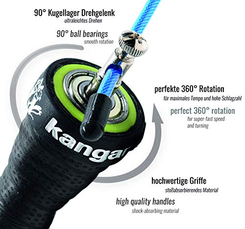 Kangaroo Fitness Cuerda para Saltar de Alta Velocidad | Gimnasio, Boxeo, Crossfit, Perdida de Peso y Ejercicios en Casa | para niños, Mujer y Hombre Adultos | Cuerda, Bolsa y Rutina de Entrenamiento Kangaroo Fitness Cuerda para Saltar de Alta Velocidad | Gimnasio, Boxeo, Crossfit, Perdida de Peso y Ejercicios en Casa | para niños, Mujer y Hombre Adultos | Cuerda, Bolsa y Rutina de Entrenamiento
