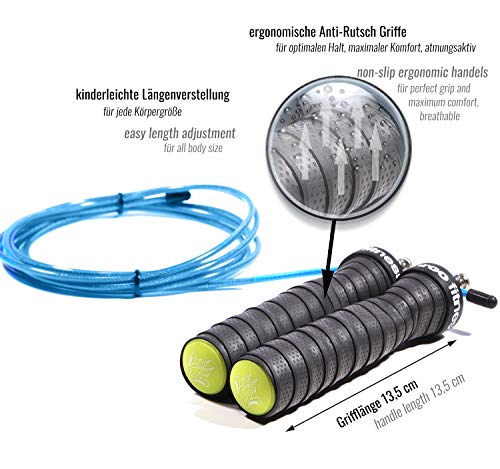Kangaroo Fitness Cuerda para Saltar de Alta Velocidad | Gimnasio, Boxeo, Crossfit, Perdida de Peso y Ejercicios en Casa | para niños, Mujer y Hombre Adultos | Cuerda, Bolsa y Rutina de Entrenamiento Kangaroo Fitness Cuerda para Saltar de Alta Velocidad | Gimnasio, Boxeo, Crossfit, Perdida de Peso y Ejercicios en Casa | para niños, Mujer y Hombre Adultos | Cuerda, Bolsa y Rutina de Entrenamiento