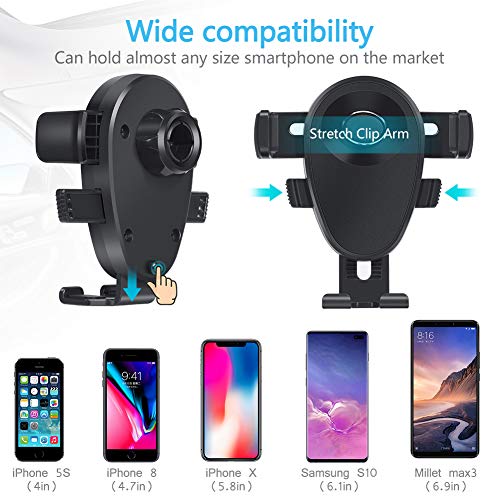 Kaome Soporte de Coche para Rejilla de ventilación, Redondo, con Doble Soporte Inferior, función de prevención de arañazos para iPhone Xr/Xs/X/8/7, Samsung Galaxy S9/S8/S7, Huawei P20 Pro