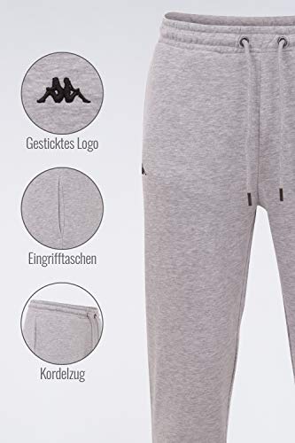 Kappa VRODELL I Pantalones de chándal para hombre de tejido de sudadera I para deporte y ocio y fitness I Cintura con cordón | en los colores gris, negro y tallas S, M, L, XL, XXL y XXXL gris L