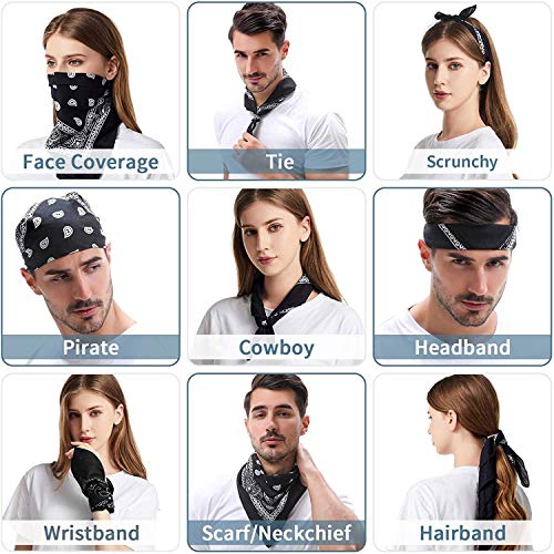 ...KARL LOVEN - Bandana 100% algodón - Paisley Negro - Pañuelo para el cuello, cabeza bufanda para hombre, mujer y niño muñeca Pulsera motociclista Deportiva