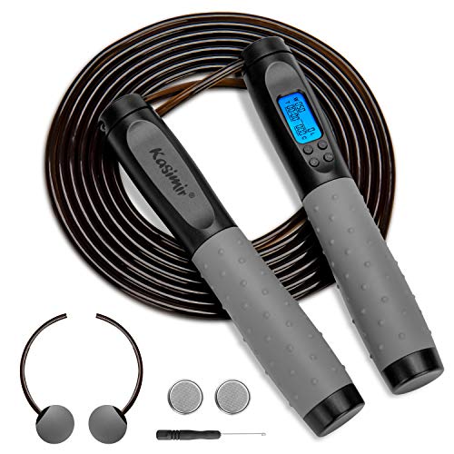 Kasimir Cuerda para Saltar sin Cable Cuerda Saltar Digital con Contador y Medidor de Calorías Cuerda Ajustable Libre y rodamientos de Bolas rápidos Entrenamiento Fitness en Casa, Oficina o Gimnasio Kasimir Cuerda para Saltar sin Cable Cuerda Saltar Digital con Contador y Medidor de Calorías Cuerda Ajustable Libre y rodamientos de Bolas rápidos Entrenamiento Fitness en Casa, Oficina o Gimnasio