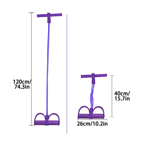 KATELUO 4 Tubos Cuerda de Tensión Multifunción, Elástico Pedal de pie Banda de Entrenamiento para Yoga, Culturismo, Fitness, Dominadas, Crujidos, etc