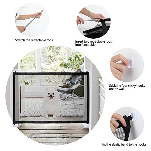 KATELUO Puerta Mágica para Perros, Magic Gate Dog, Puerta Mágica para Perros, para Mascotas, Adecuado para Perros, Gatos, Pasillos, Cocinas, Dormitorios, Escaleras. (110 x 72cm)