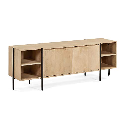 Kave Home - Mueble TV Palmia 160 x 56 cm de Madera de Mango y Patas de Metal en Negro