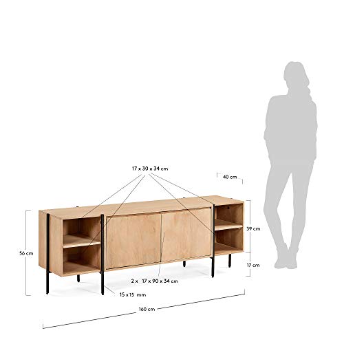 Kave Home - Mueble TV Palmia 160 x 56 cm de Madera de Mango y Patas de Metal en Negro Kave Home - Mueble TV Palmia 160 x 56 cm de Madera de Mango y Patas de Metal en Negro