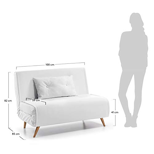 Kave Home - Sofá Cama Clic clac de 2 plazas Tupana en Piel sintética Blanca con Patas de Madera de Haya Kave Home - Sofá Cama Clic clac de 2 plazas Tupana en Piel sintética Blanca con Patas de Madera de Haya