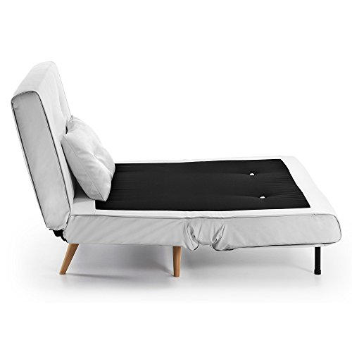 Kave Home - Sofá Cama Clic clac de 2 plazas Tupana en Piel sintética Blanca con Patas de Madera de Haya Kave Home - Sofá Cama Clic clac de 2 plazas Tupana en Piel sintética Blanca con Patas de Madera de Haya