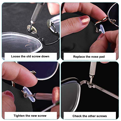 Kbnian Kit de Reparación de Gafas 10 pares de Almohadillas de Silicona para Nariz de Gafas Herramienta de Reparación de Piezas de Kit para Gafas, Gafas de sol