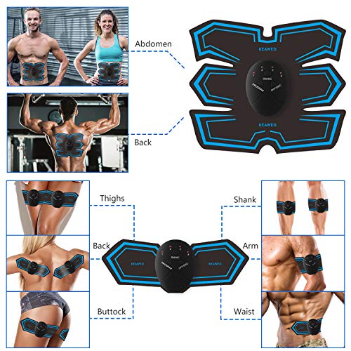 KEAWEO Electroestimulador Muscular Abdominales EMS Estimulador Muscular Abdominales ABS Estimulador Muscula para Abdomen Cintura Pierna Brazo Almohadillas de Gel 12pcs