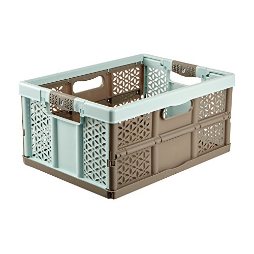 keeeper Lea Cajas de almacenaje, PP/TPE, Azul/Marrón, 48 x 34.5 x 23.5 cm