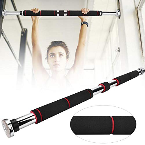 Keenso Barra de Dominadas, Barra para Hacer Dominadas y Chin ups Colocarla en la Puerta, Barra Pull-up de Acero al Carbono para Ejercicios(80-130CM)