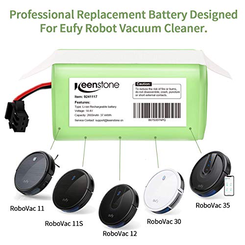Keenstone Batería de Reemplazo para Conga Excellence 990, 14.4V 2600mah Li-Ion, Compatible con Conga Excellence 990 950 1090 DEEBOT N79S N79 Eufy RoboVac 11 11S 30 30C 12 35C IKOHS NETBOT S14 S15