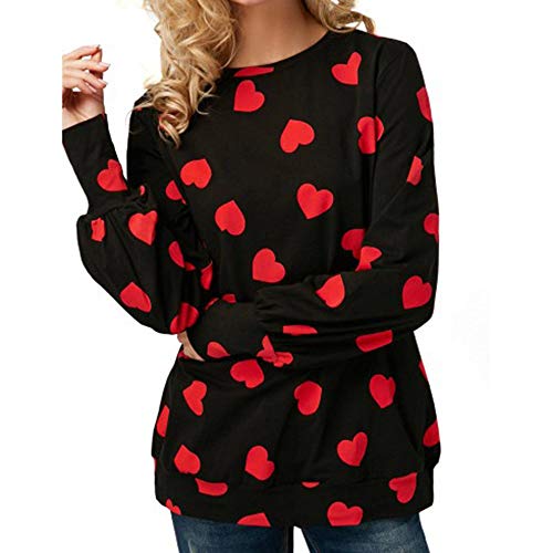 KEERADS Women Sweatshirt Camisas Casuales de Manga Larga con Estampado de Corazones Sudaderas para Mujer